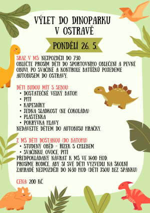 Výlet do Dinoparku, MŠ Sosnová 1